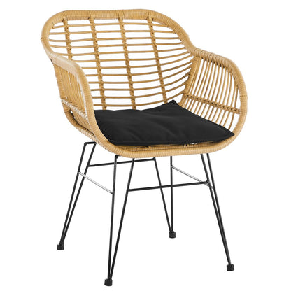 Set of 2 armchairs in rattan look, natural