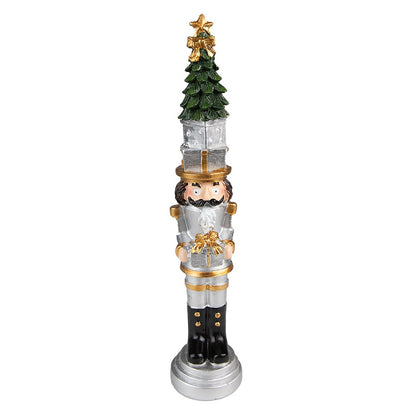 Notenkraker decoratie 25 cm zilver goud