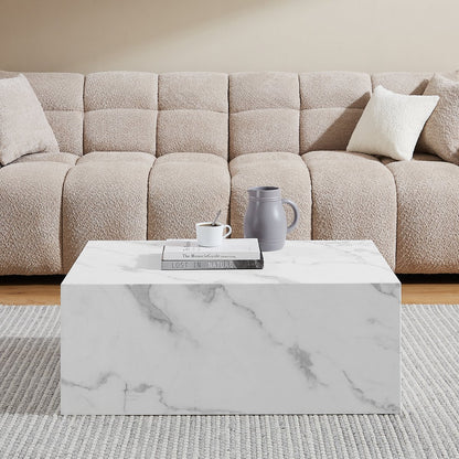 Salontafel 90x60x35 cm wit marmerlook