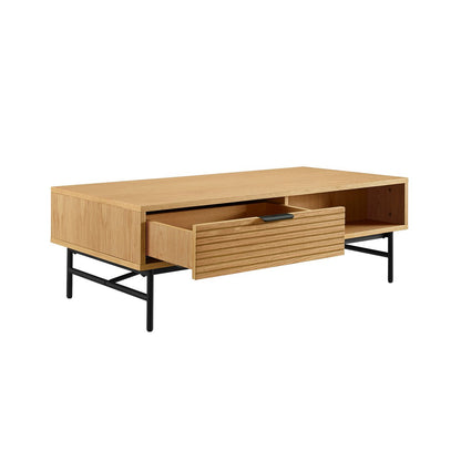 Salontafel 120x60x40 cm eikenfineer metaal zwart