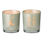 Theelichtglaasjes 2 stuks 8 cm grijs glas