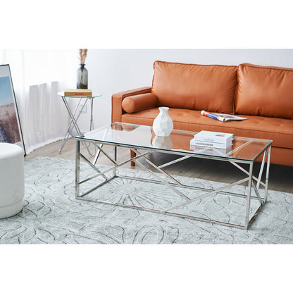 Salontafel 120x60 cm glas zilver