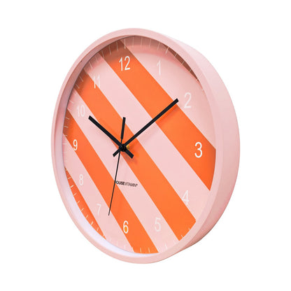 Wandklok 34x4x34 cm plastic oranje roze