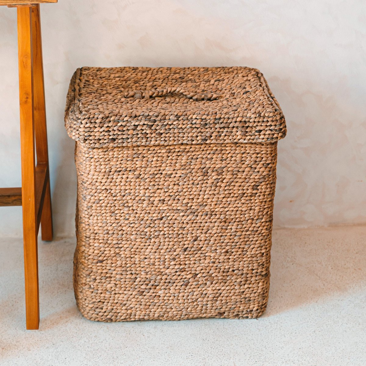 Grote Wasmand Met Deksel Boho Rechthoekige Van Waterhyacint