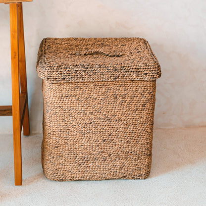 Grote Wasmand Met Deksel Boho Rechthoekige Van Waterhyacint