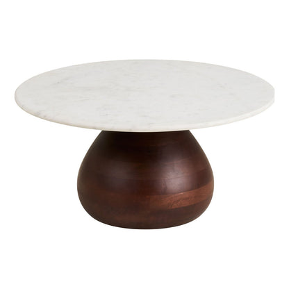 Heide Salontafel, mangohout/marmer, donkerbruin/wit, ø70x35 cm