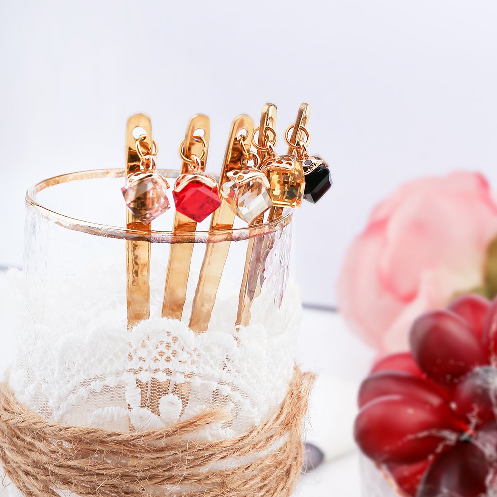 Lepels goud multi-gecoloreerde diamanten set 6