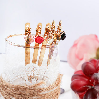 Lepels goud multi-gecoloreerde diamanten set 6