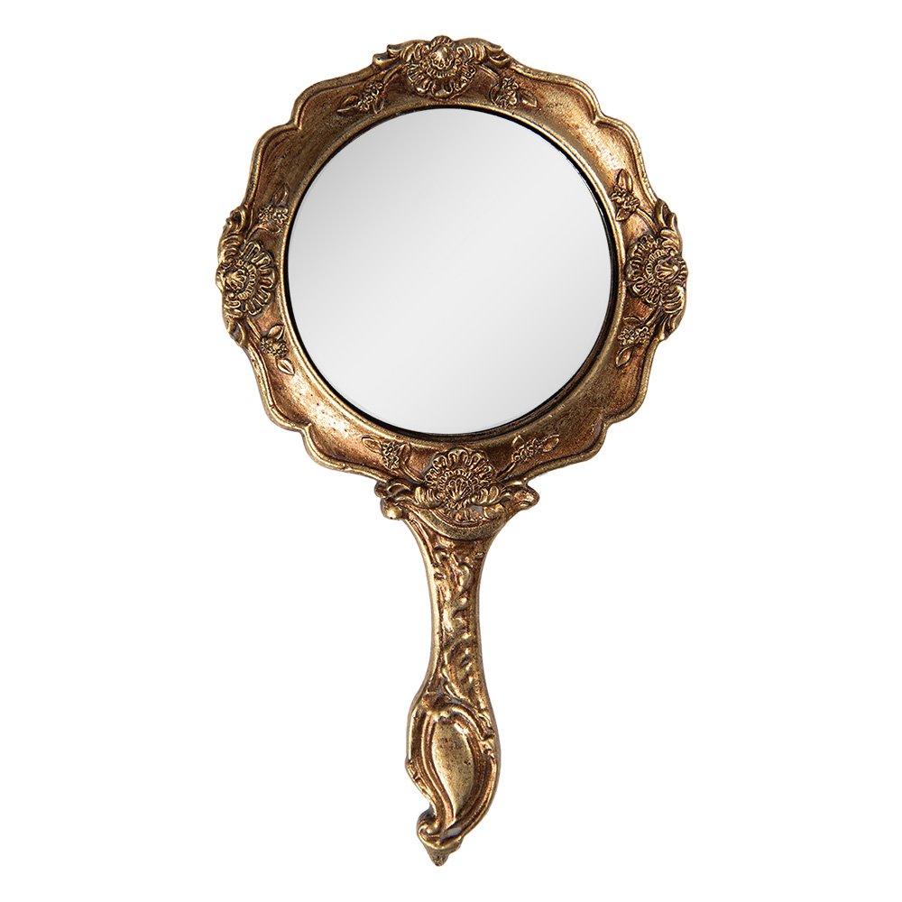 Hand Mirror 10x2x18 cm Gold-colored Plastic