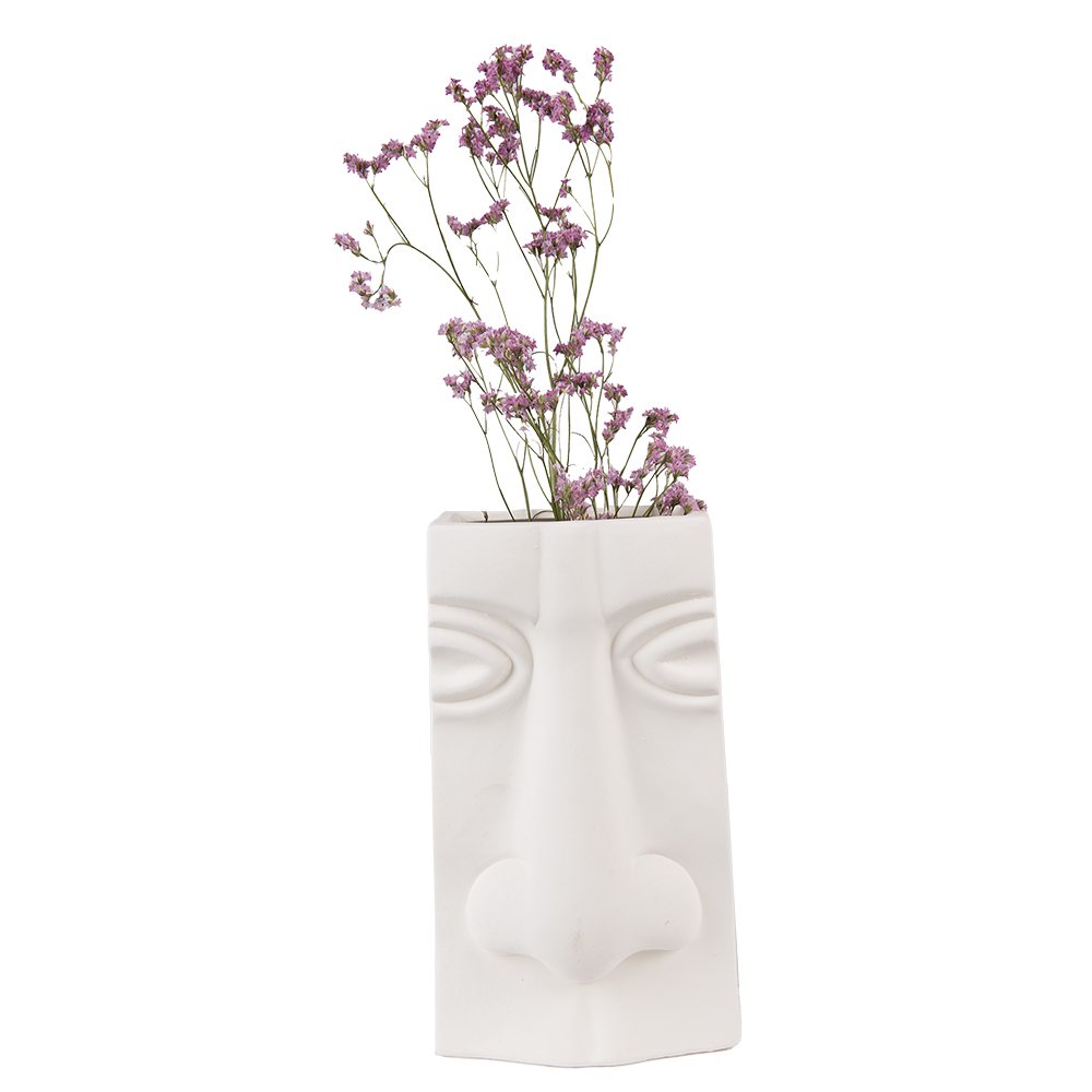 Vaas Gezicht 15x9x25 cm Wit Keramiek Decoratie Vaas