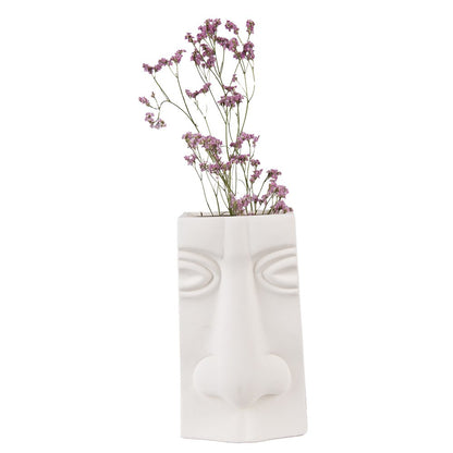 Vaas Gezicht 15x9x25 cm Wit Keramiek Decoratie Vaas