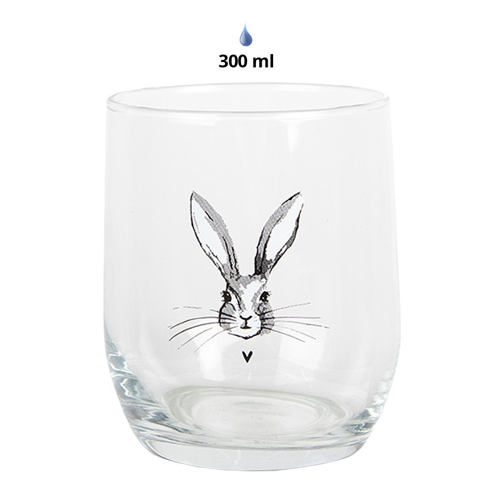 Waterglas 300 ml transparant glas konijn