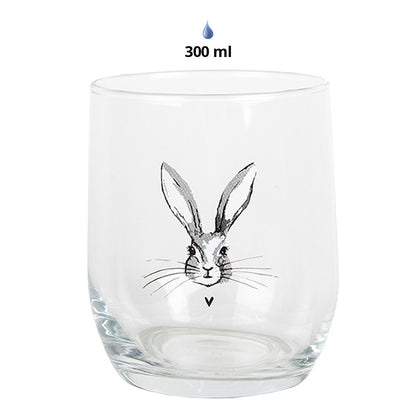 Waterglas 300 ml transparant glas konijn
