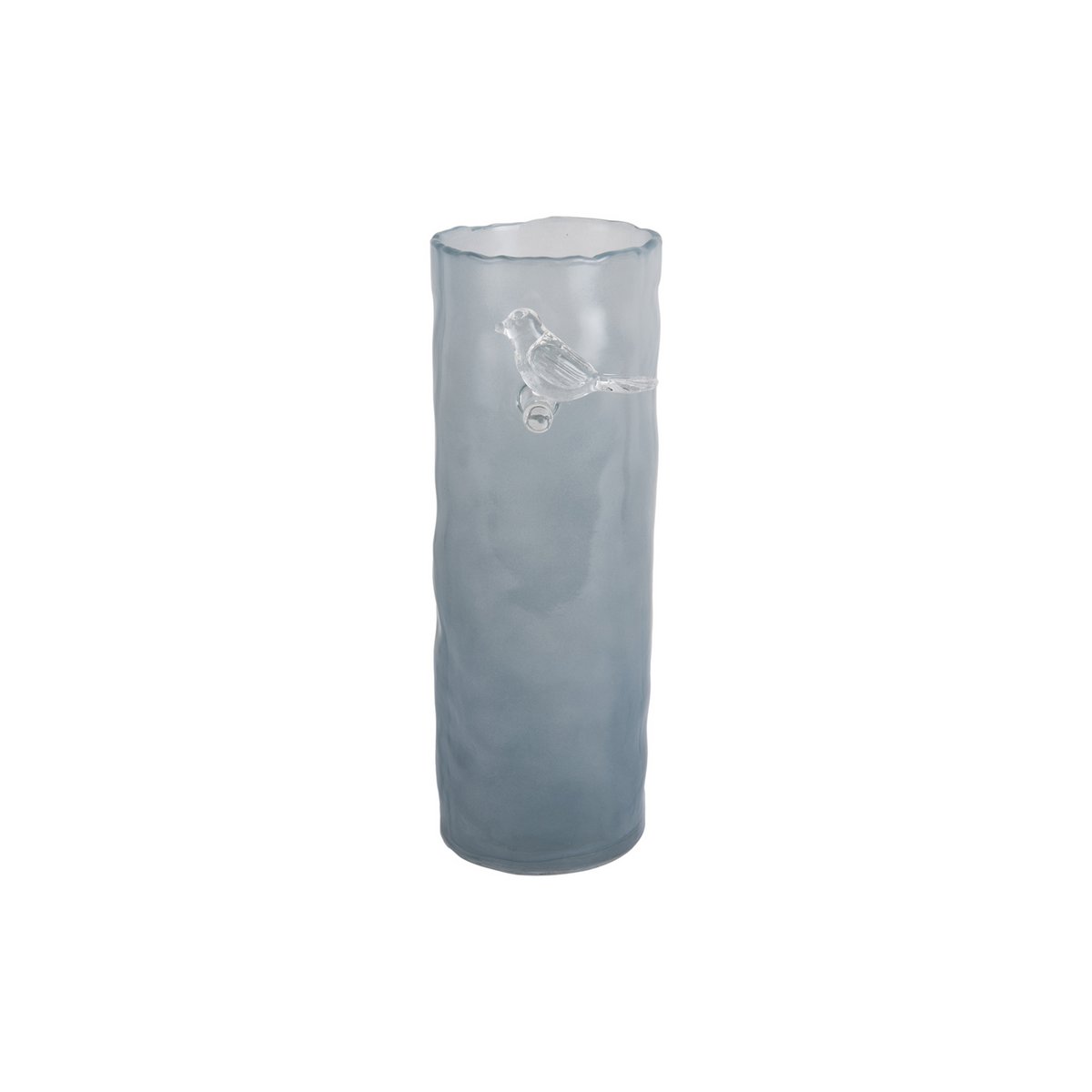 Vaas vogel op tak 27 cm blauw glas