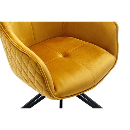 Fauteuil draaibaar fluweel geel zwart 60x59x83 cm
