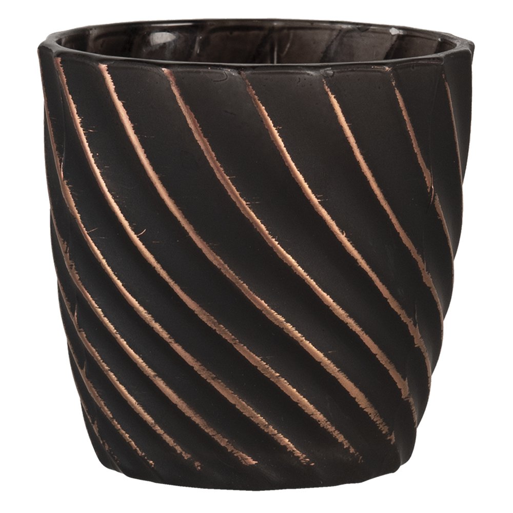Tealight holder Ø 9x9 cm Black Glass Tealight holder