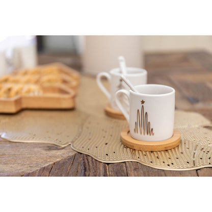 FIR - cups with wooden spoons and saucers - lot 2