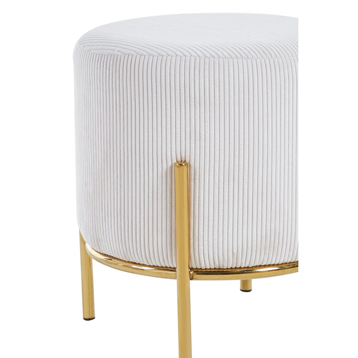 Kruk Ø35x38 cm koordoptiek beige goudkleurig frame