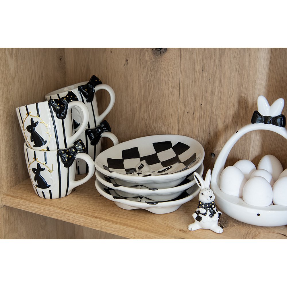 Eggshell Ø 16x19 cm White Black Ceramic