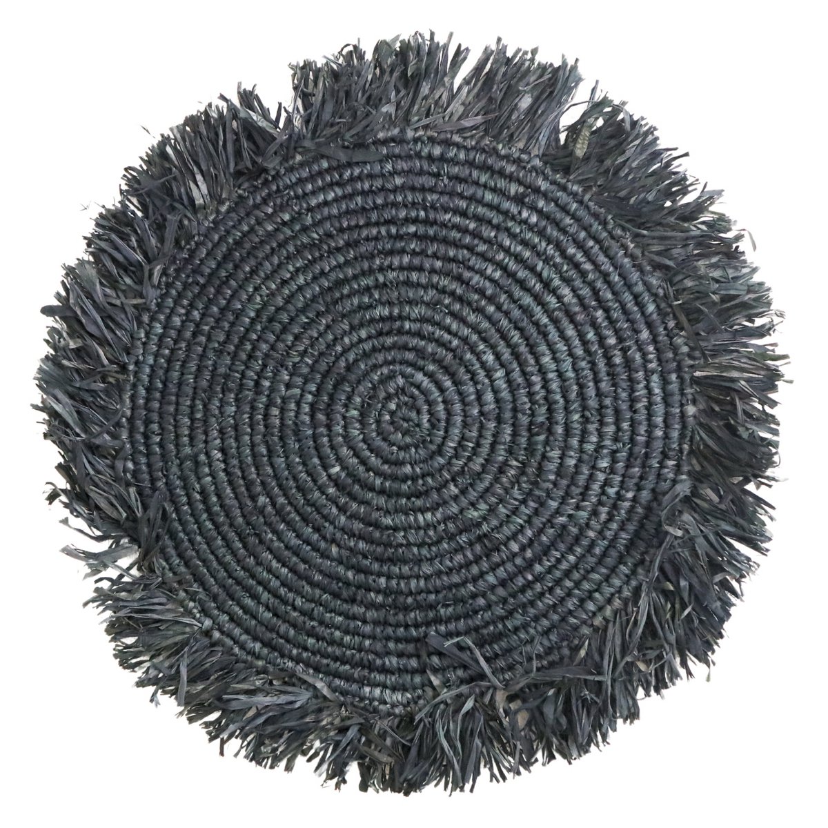 Placemat raffia 45 cm zwart met franjes