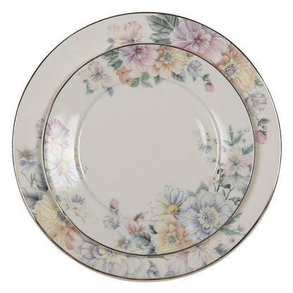 Ontbijtbord Ø 20 cm beige roze bloemen porselein