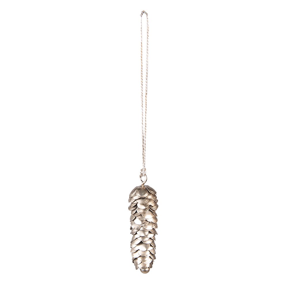 Hanger dennenappel 9 cm zilverkleurig ijzer