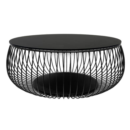 Salontafel 86 cm zwart metaal glas