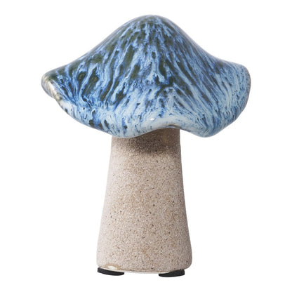 Decoratie paddestoelen keramiek 3 stuks blauw groen bruin