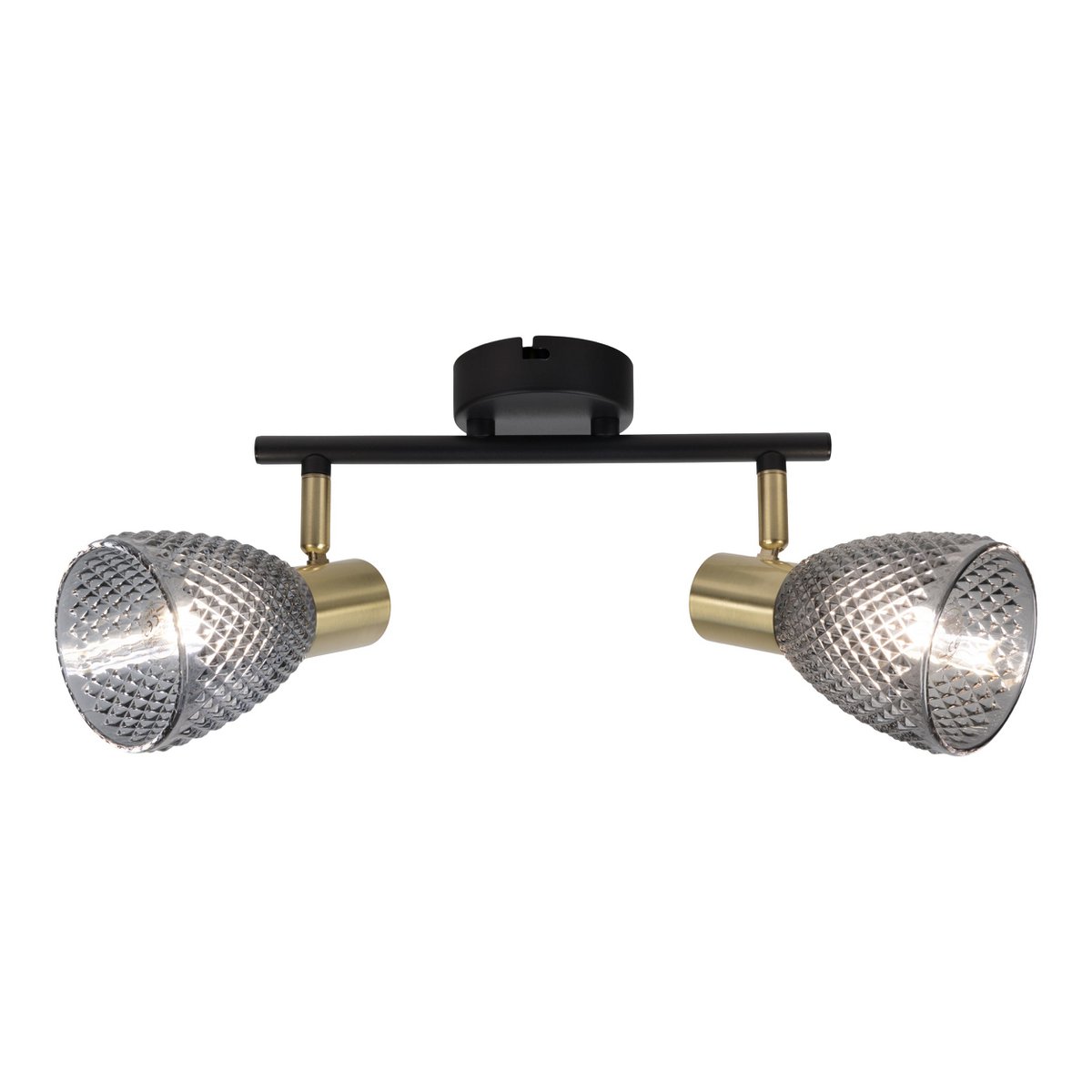Plafondlamp Lindita 2 spots 34,5 cm metaal glas