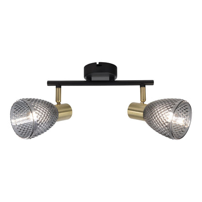 Plafondlamp Lindita 2 spots 34,5 cm metaal glas