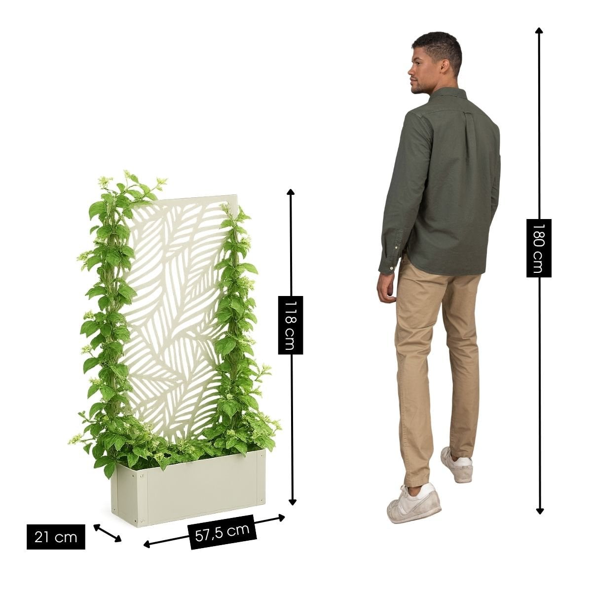 Plantenstandaard 118 cm ijzer gebroken wit