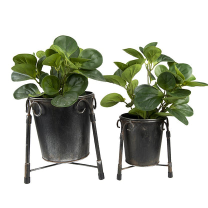 Bloempot set 2 stuks Ø17 Ø12 cm zwart ijzer