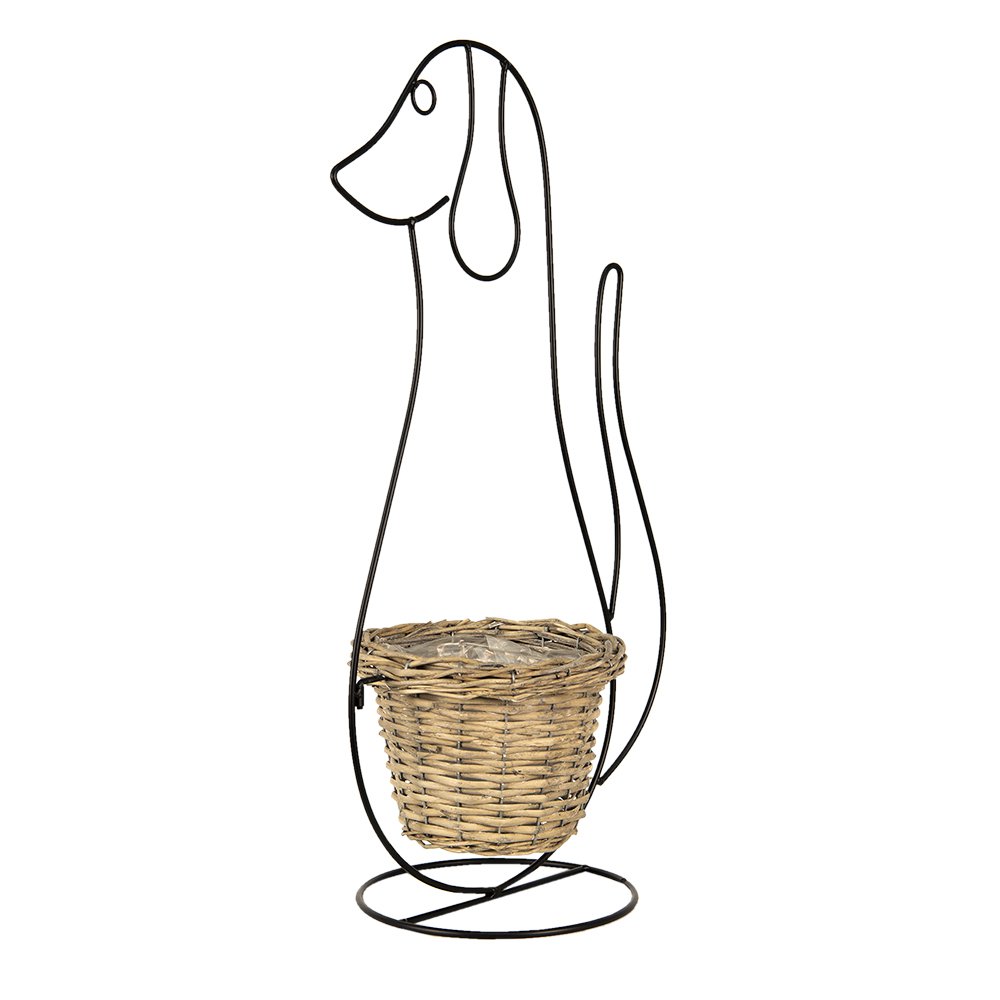 Flowerpot Dog 35x22x67 cm Black Iron Flowerpot Indoor