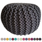 Pouf gebreid Ø45x30 cm gerecycled katoen