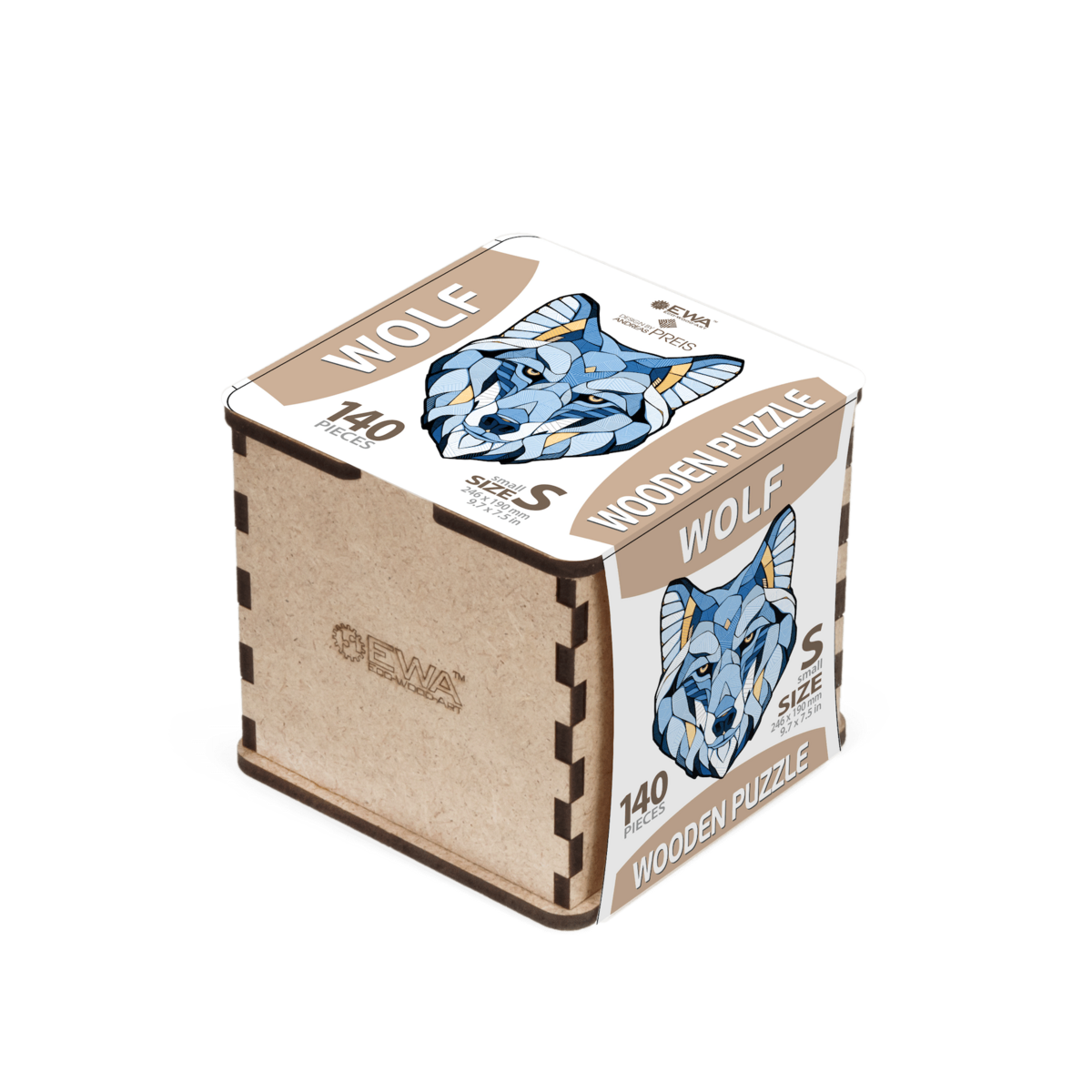 Houten legpuzzel wolf 140 onderdelen 24,6x19 cm berkenmultiplex