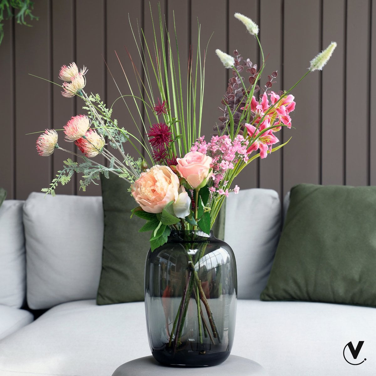 Vaas glas Artic grey Ø17xH24 cm