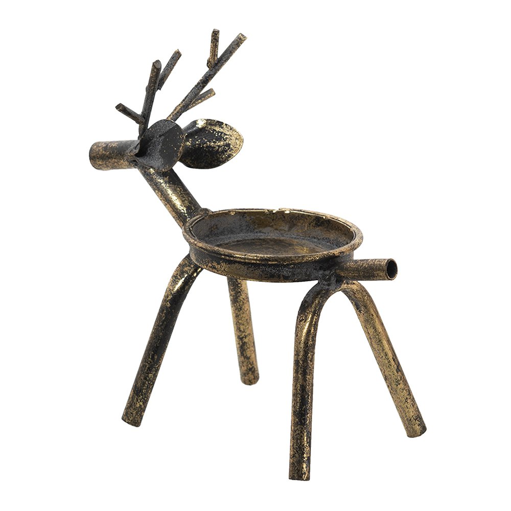 Kandelaar rendier 16x8x16 cm koperkleurig metaal