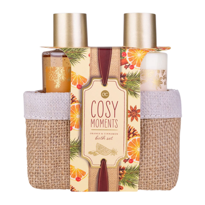 giftset bad sinaasappel kaneel 2x150 ml jute tasje