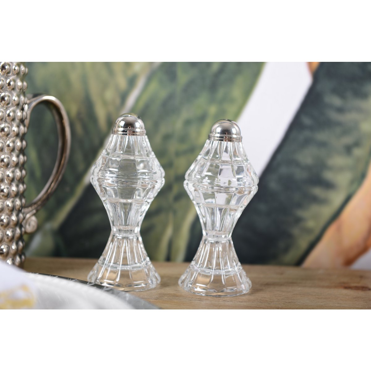 Zout en peper set glas 4x4x14 cm transparant