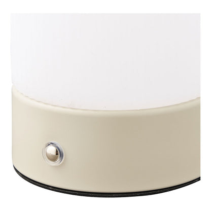 Tafellamp oplaadbaar 9x9x18 cm metaal/PE beige wit