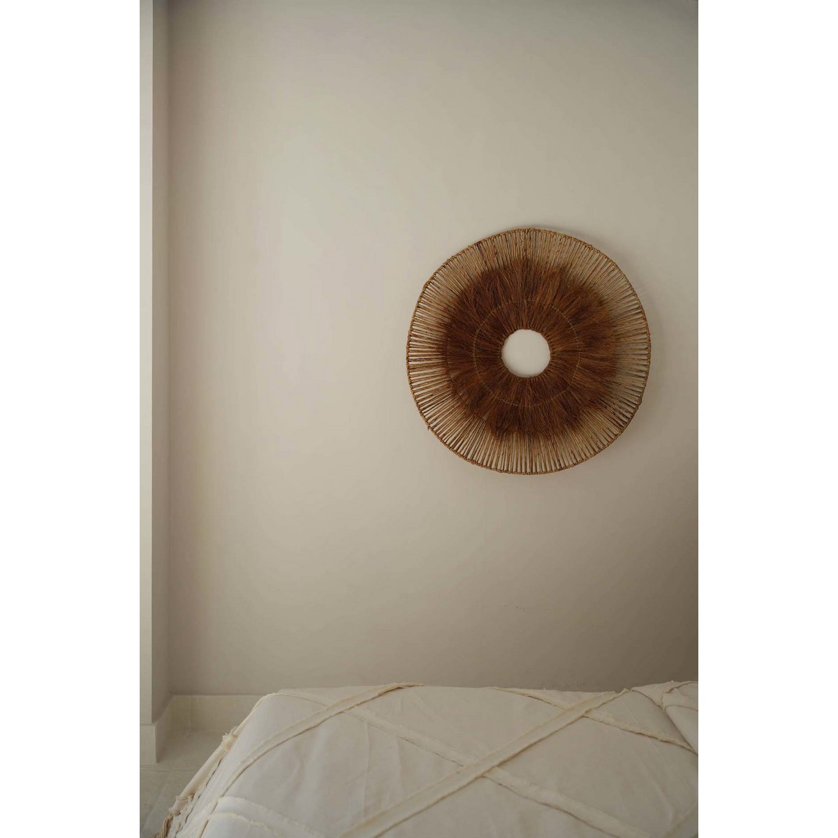 Wanddecoratie bananenblad kokosnoot naturel handgemaakt