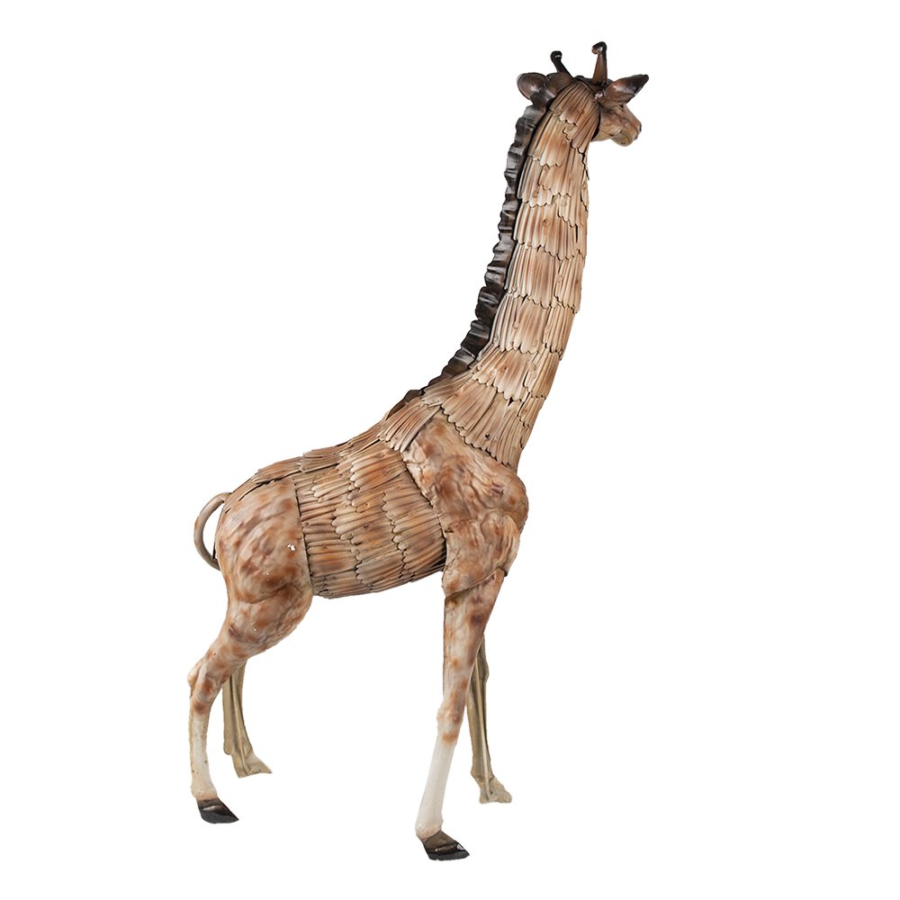 Beeld giraf 37x14x59 cm bruin ijzer