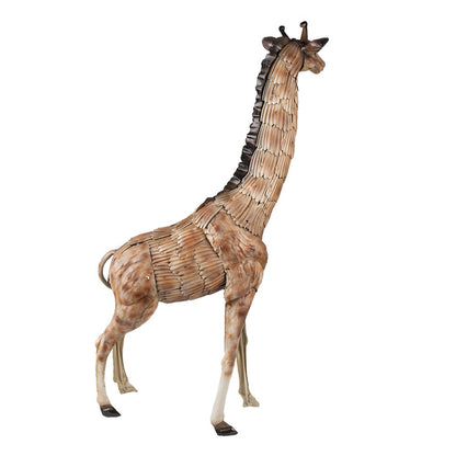 Beeld giraf 37x14x59 cm bruin ijzer