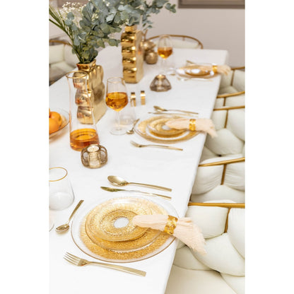 Gold flat plate in glass 28x28x2.5 cm - sun