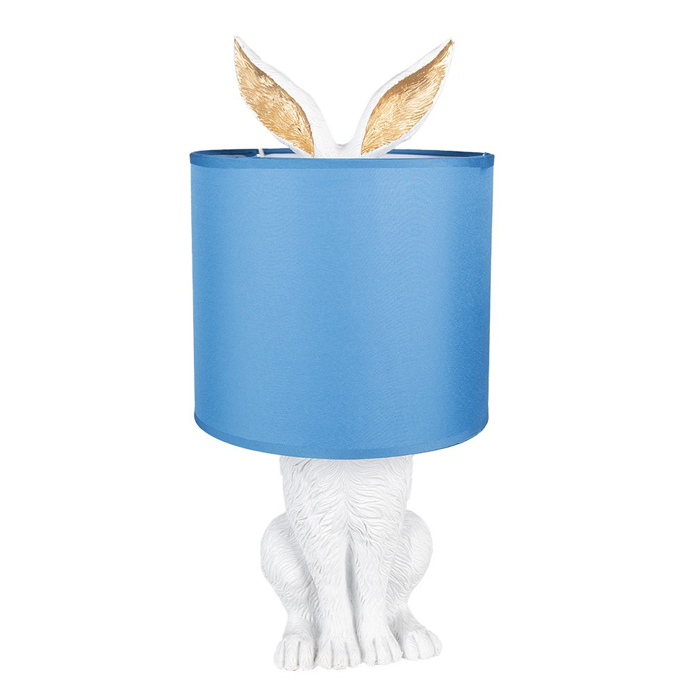Tafellamp Konijn Ø 20x43 cm Wit Blauw Polyresin Bureaulamp