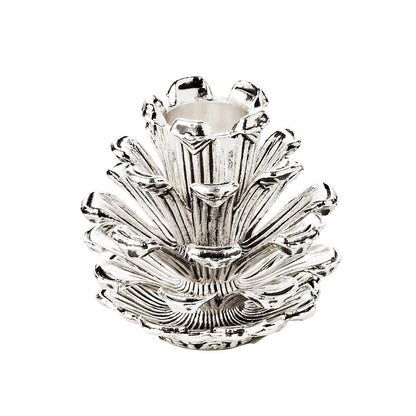 Kandelaar kegel 6 cm zilver aluminium