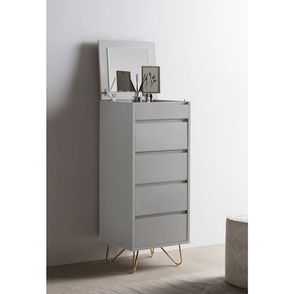 Ladekast 45x40x110 cm wit goud met spiegel