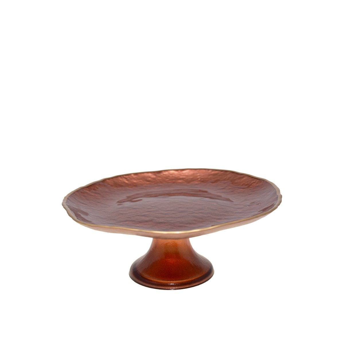 Platplaat 21 cm bruin verguld glas