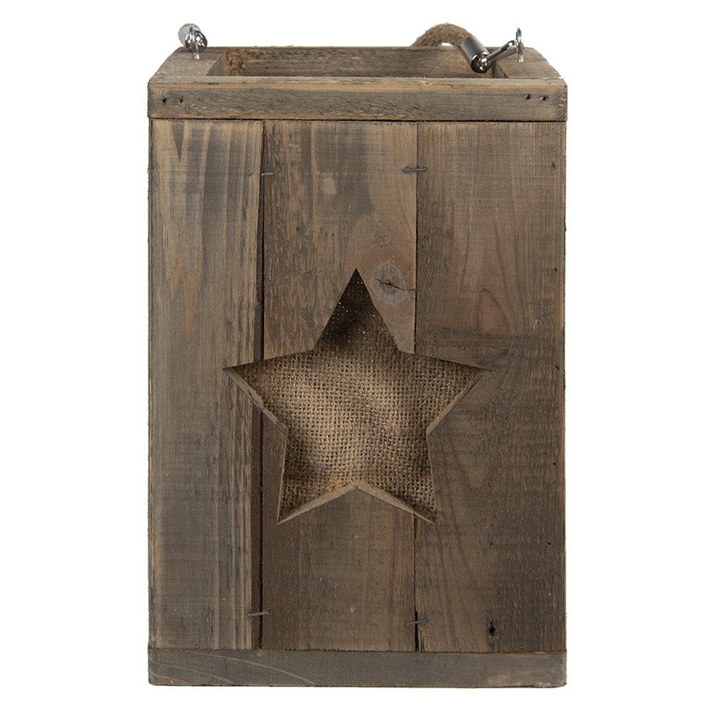 Windlicht 19x19x28 cm bruin hout