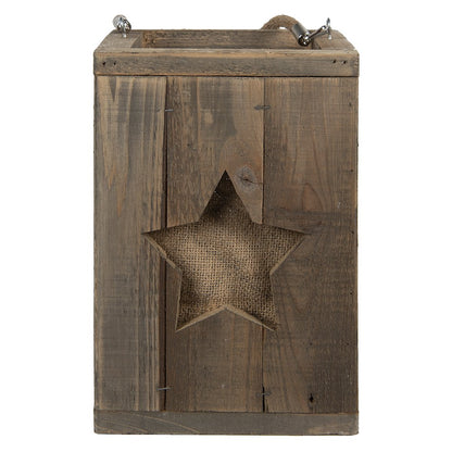 Windlicht 19x19x28 cm bruin hout